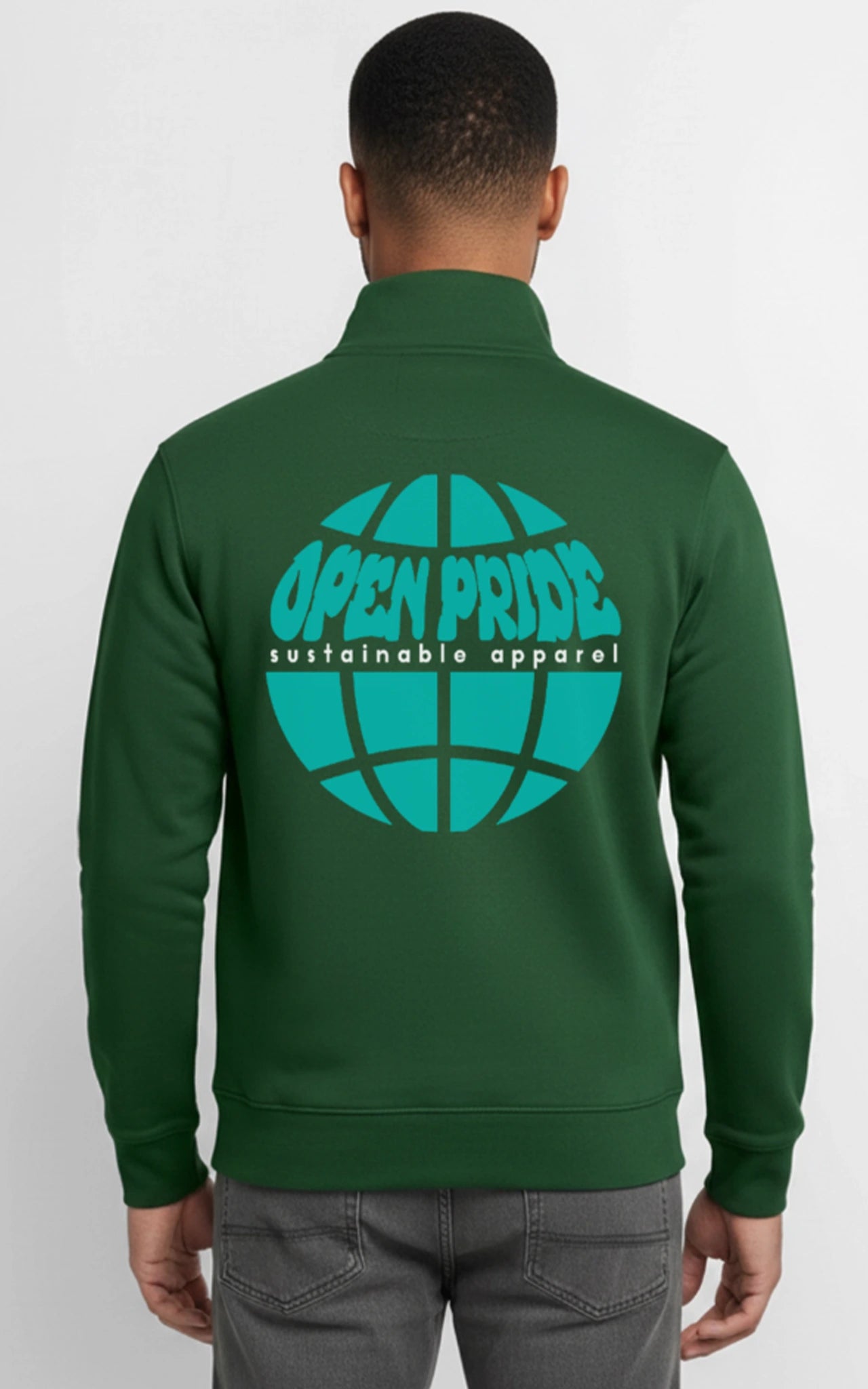 Globe Zip-Sweatshirt Grün – Unisex Sweatshirt mit Reißverschluss & Bio-Baumwolle