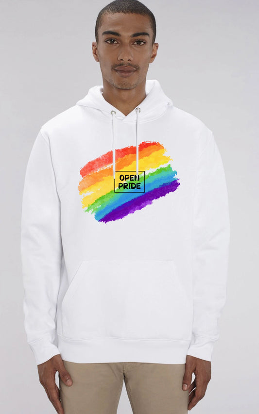 Basic Organic Hoodie Pride Rainbow weiß