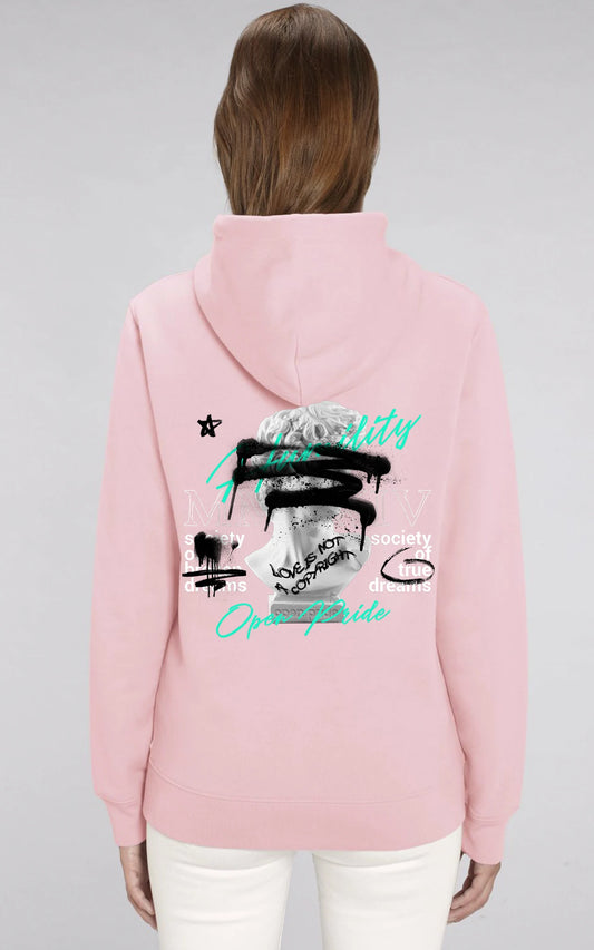 pinker True Dreams Organic Hoodie Genderneutraler Streetwear Style  Graffiti Design