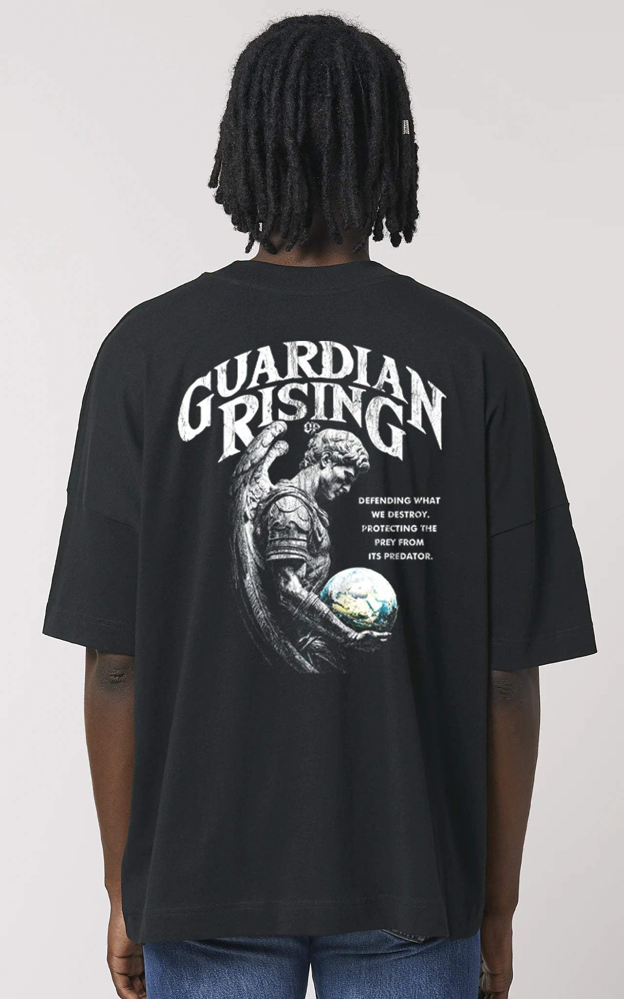 Oversized T-Shirt Guardian Rising Rückansicht model: 178cm