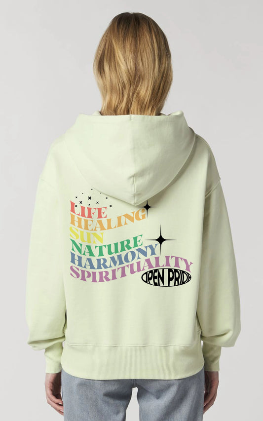 mint farbener Oversized Hoodie Colors of Pride mit Wavy Text mintgrün