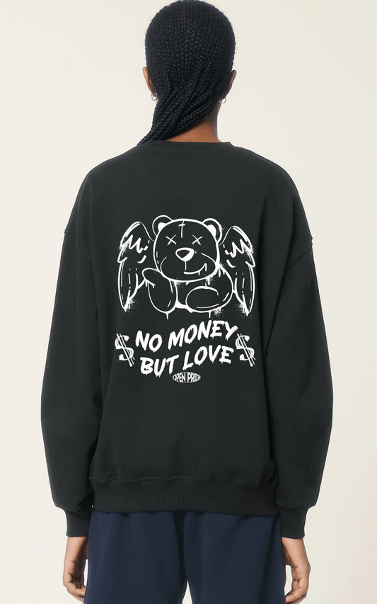 schwarzes Oversized Sweatshirt Pullover No Money but Love Graffiti Bear