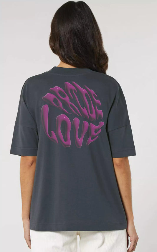 graues Oversized T-Shirt Pride Love