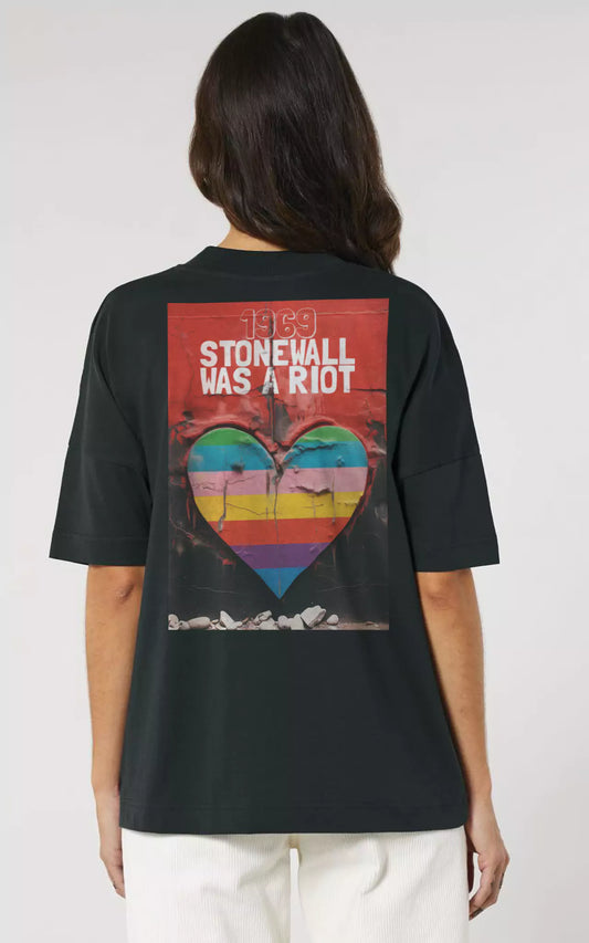 schwarzes Oversized T-Shirt Stonewall was a Riot 1969
