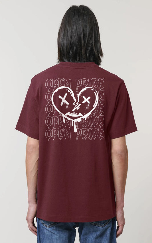 Weißer Backprint – Einzigartiges Detail des Urban Heart T-Shirts burgunderrot