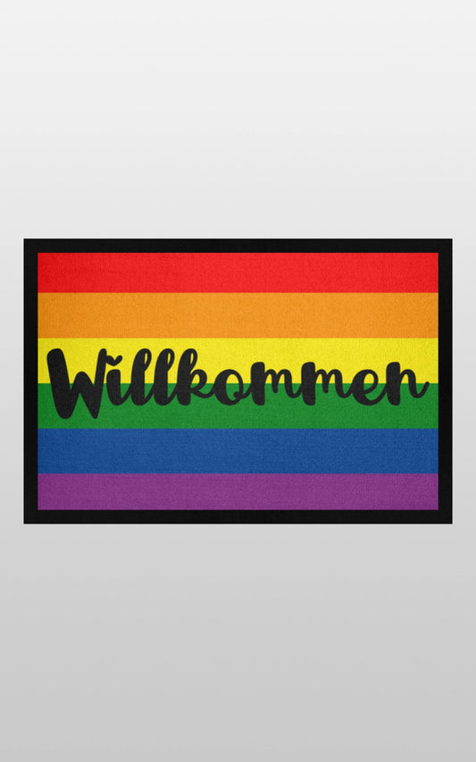 Pride Fussmatte rutschfeste Regenbogen Fußmatte willkommen mit Gummirand