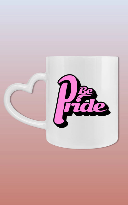 weiße Be Pride Herzhenkel Tasse ideal als Geschenk