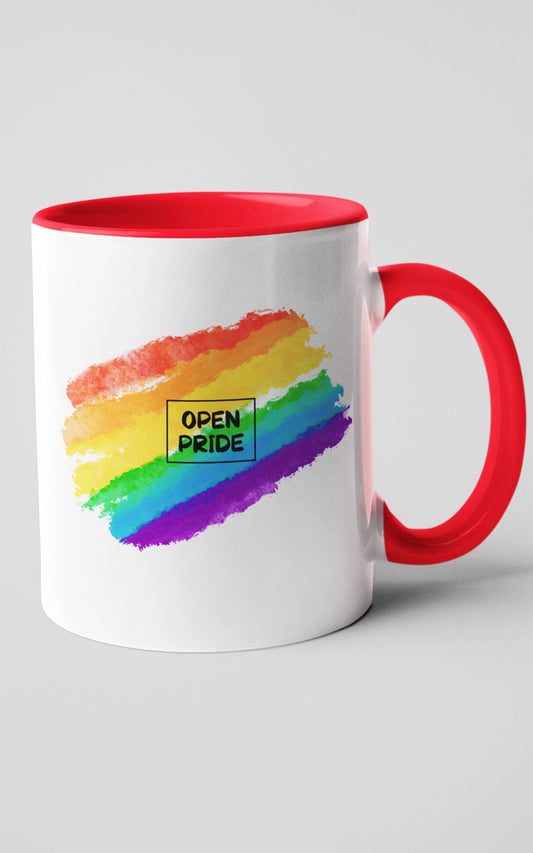 Zweifarbige Tasse OPEN PRIDE Regenbogen